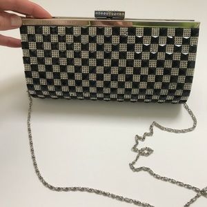 Evening Bag a black clutch with rhinestones